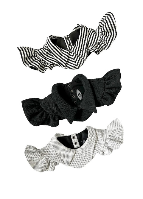 White and Black Graphic Floral Neck Collar