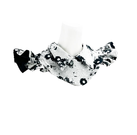 White and Black Graphic Floral Neck Collar SPP00097