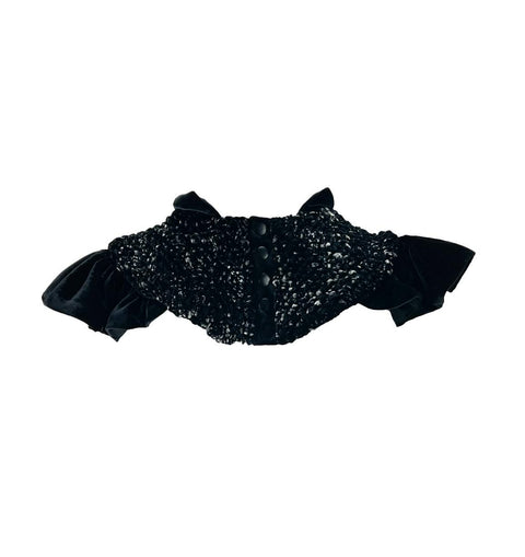 Black and Silver Quilted Velvet Neck Collar