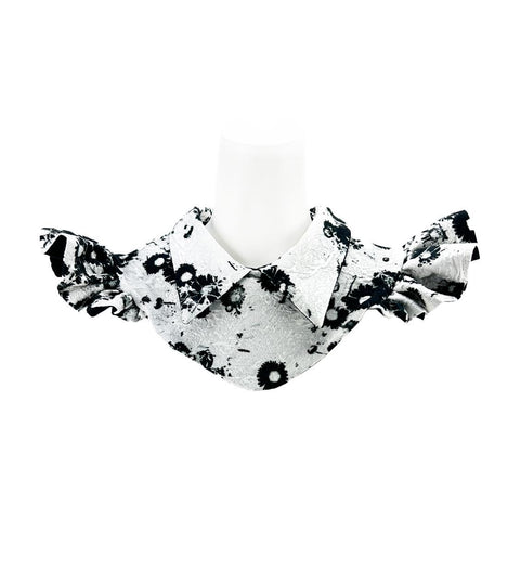 White and Black Graphic Floral Neck Collar