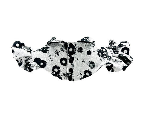 White and Black Graphic Floral Neck Collar