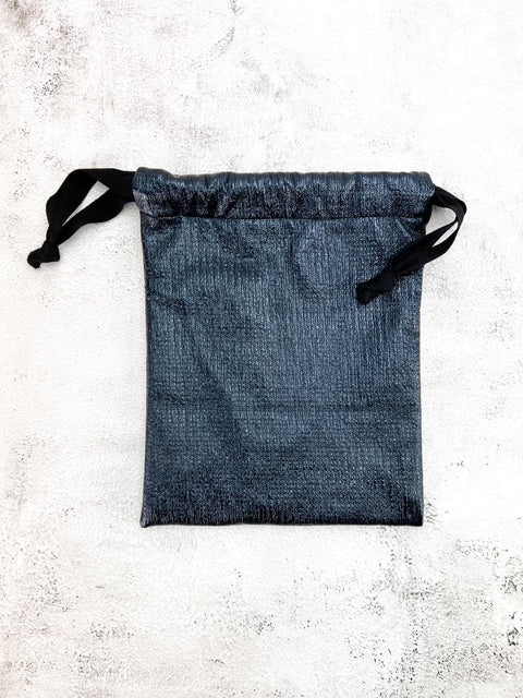 Navy Glossy Drawstring Bag