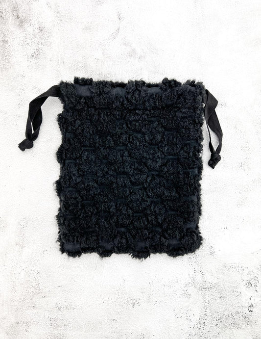 Black Wool Drawstring Bag BAG00092