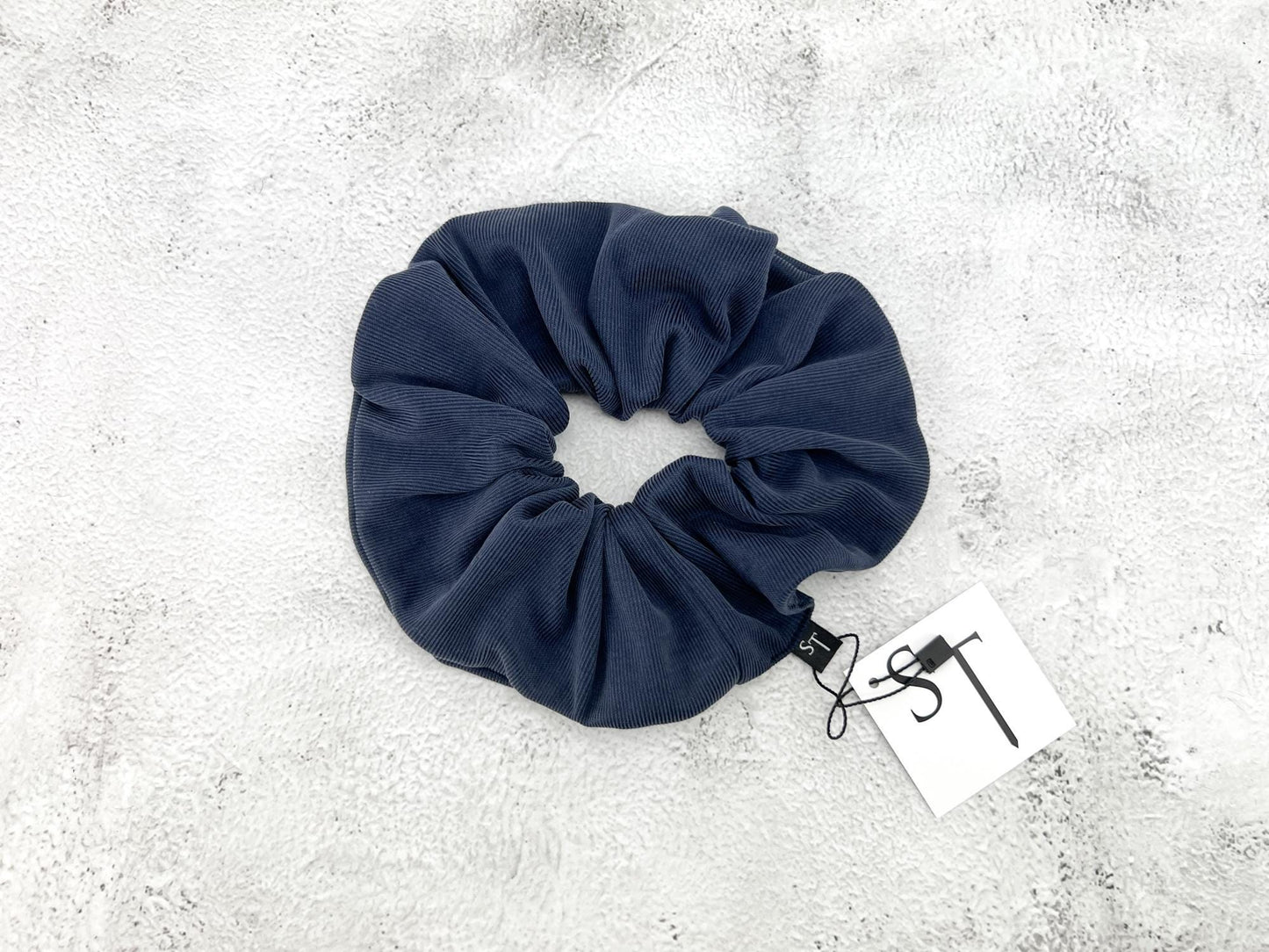 Muted Blue Rib Knit Extra Large Hair Scrunchie SCR00052