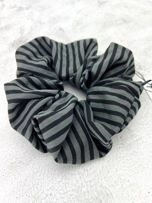 Black and Gray Pinstripe Extra Large Hair Scrunchie SCR00048