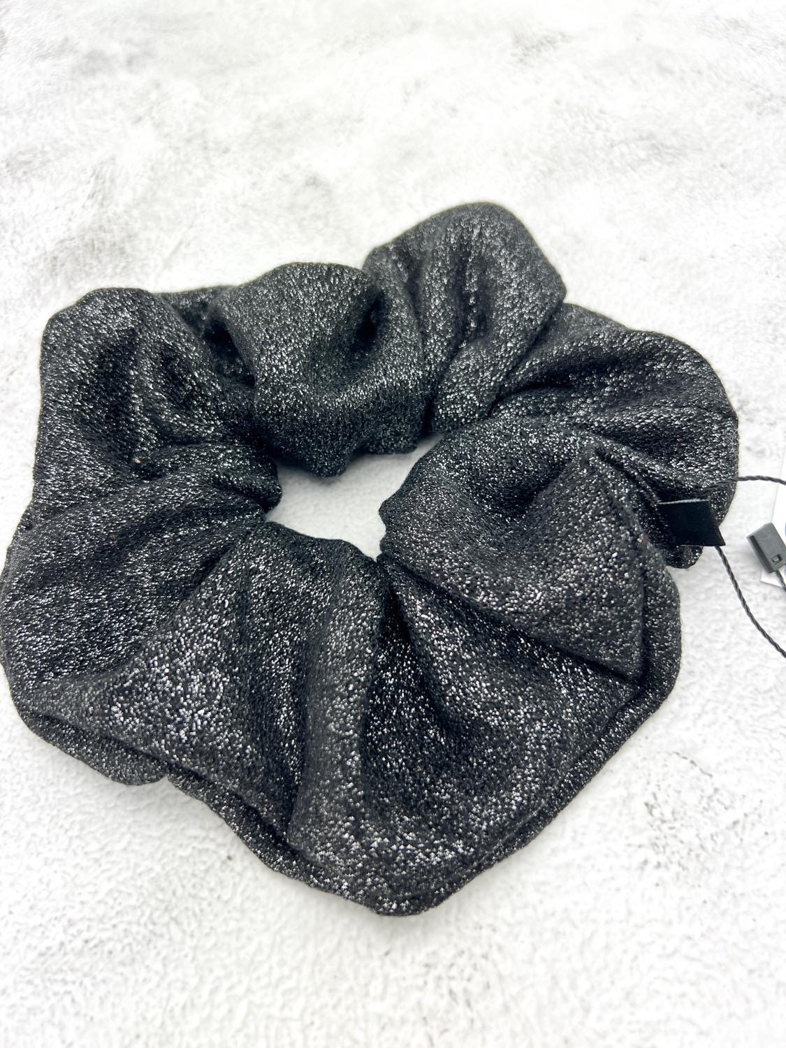 Heather Metallic Black Knit Extra Large Hair Scrunchie SCR00049