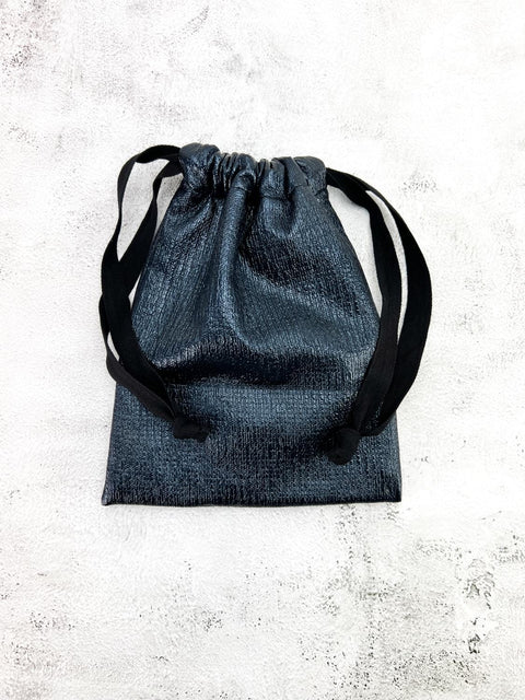Navy Glossy Drawstring Bag