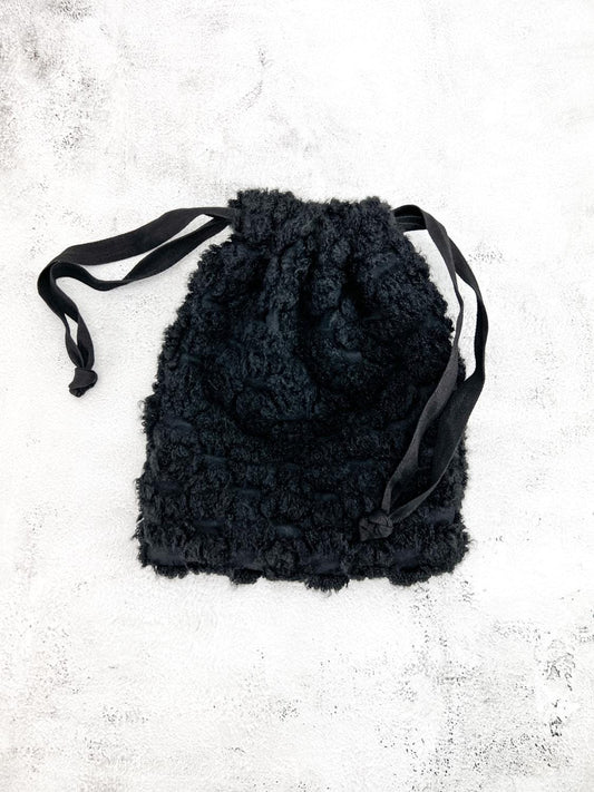 Black Wool Drawstring Bag BAG00092