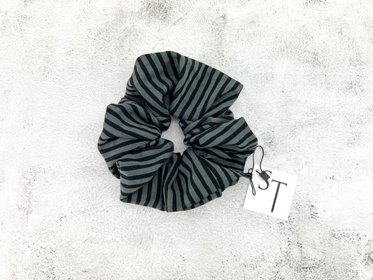 Black and Gray Pinstripe Extra Large Hair Scrunchie SCR00048