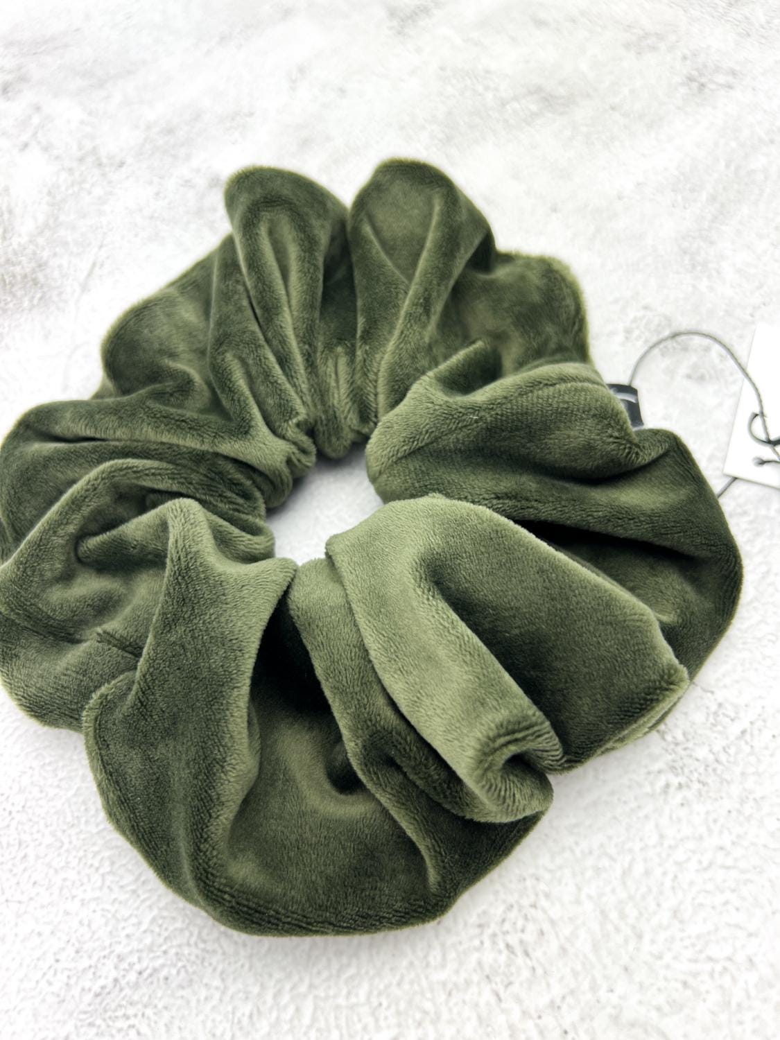 Olive Green Velvet Knit Extra Large Hair Scrunchie SCR00046