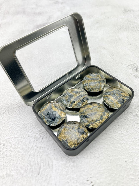 Metallic Gold Lace Glass Magnet Set of 6