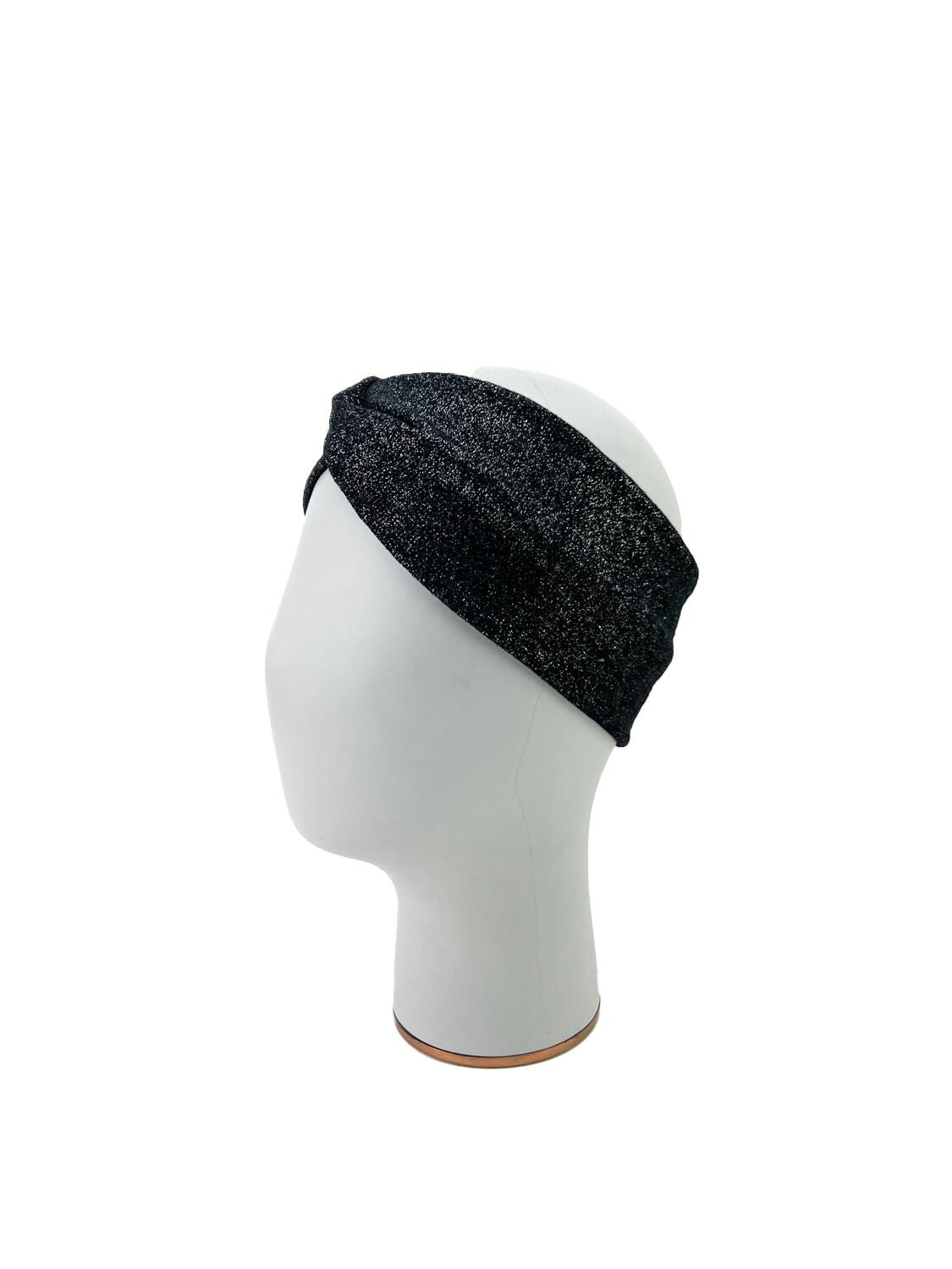 Metallic Silver and Black Sweater Knit Headband HDB00093