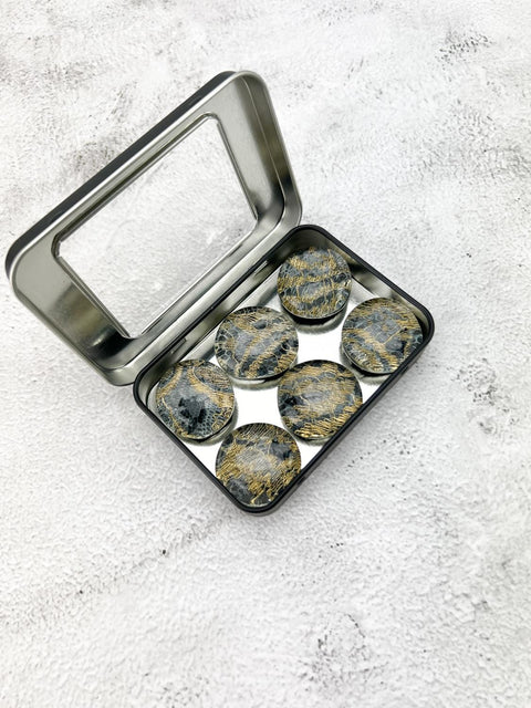 Metallic Gold Lace Glass Magnet Set of 6