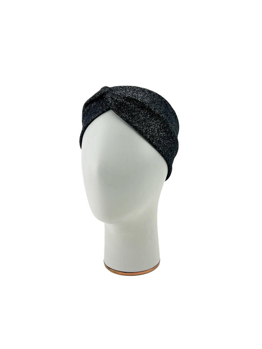 Metallic Silver and Black Sweater Knit Headband HDB00093