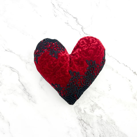 Red and Black Floral Heart Pillow