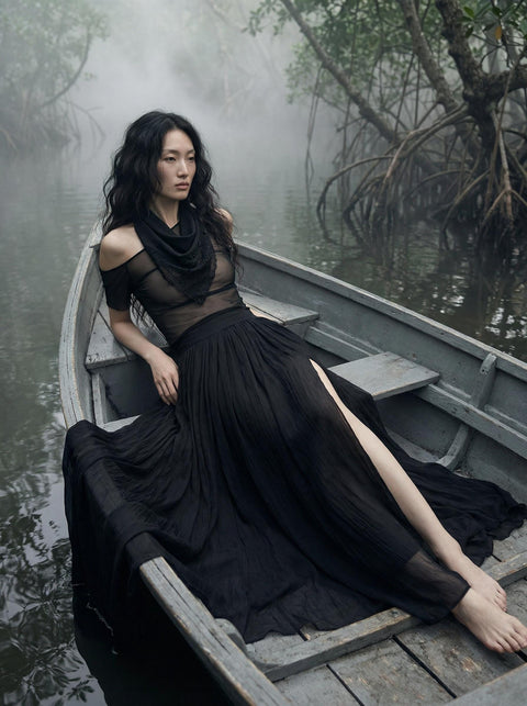 Black Lace Neckerchief with Spikes