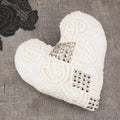 Off-White and Silver Studded Heart Pillow - Sumie Tachibana