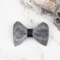 Gray Faux Leather Mini Bow Tie Clip Hair Bow Clip - Sumie Tachibana