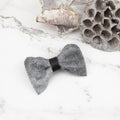 Gray Faux Leather Mini Bow Tie Clip Hair Bow Clip - Sumie Tachibana