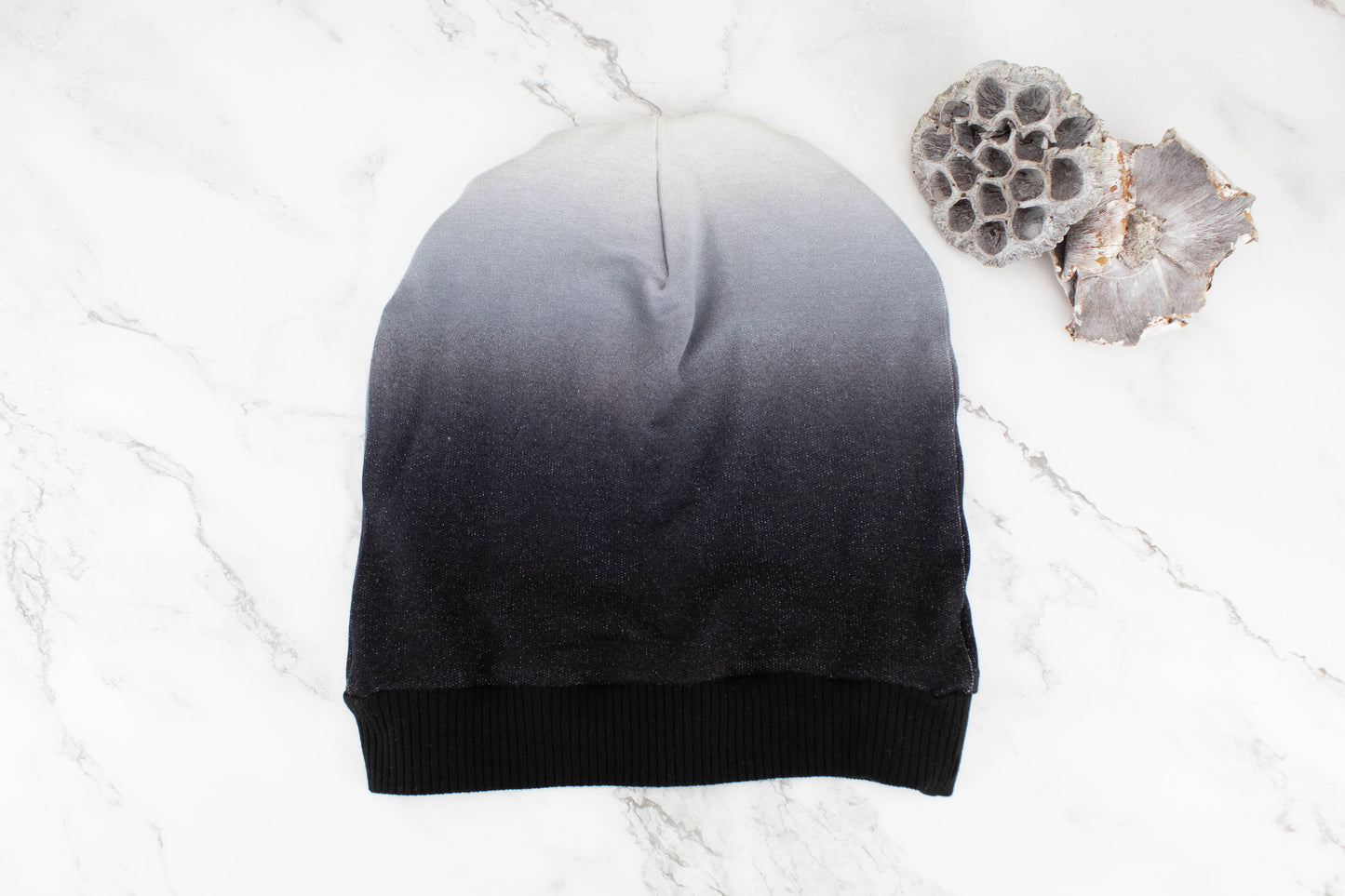 Black and Gray Ombre Slouchy Beanie