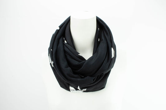 Black and Silver Distressed Stars Infinity Scarf