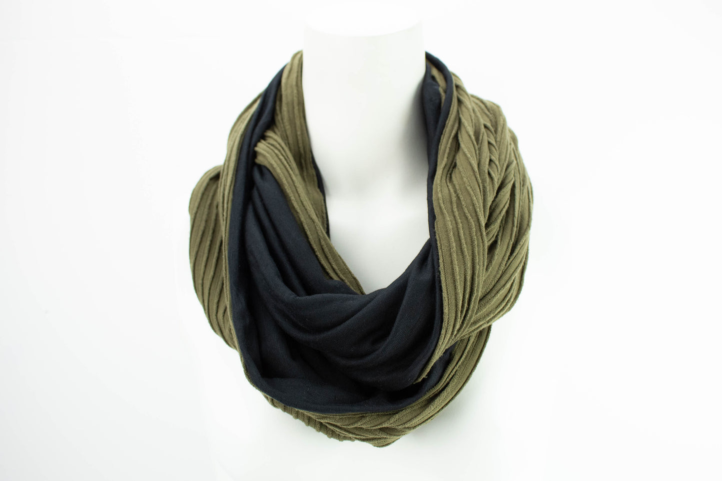 Olive Green Pleated Infinity Scarf