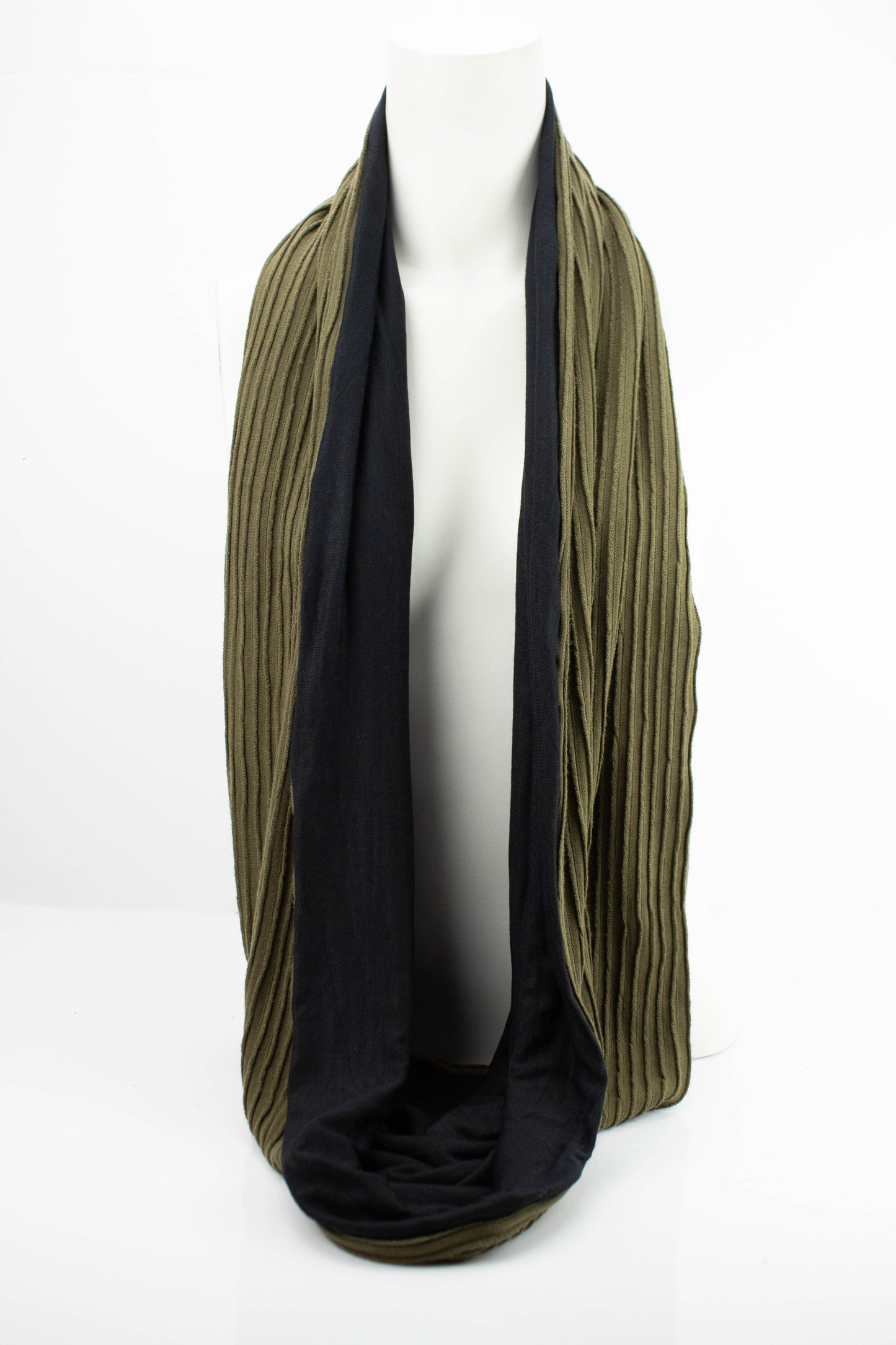 Olive Green Pleated Infinity Scarf