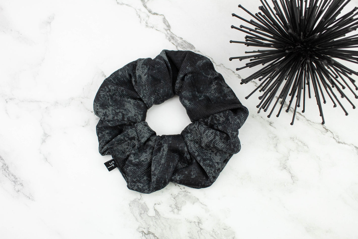 Black and Gray Abstract Print Extra Large Hair Scrunchie