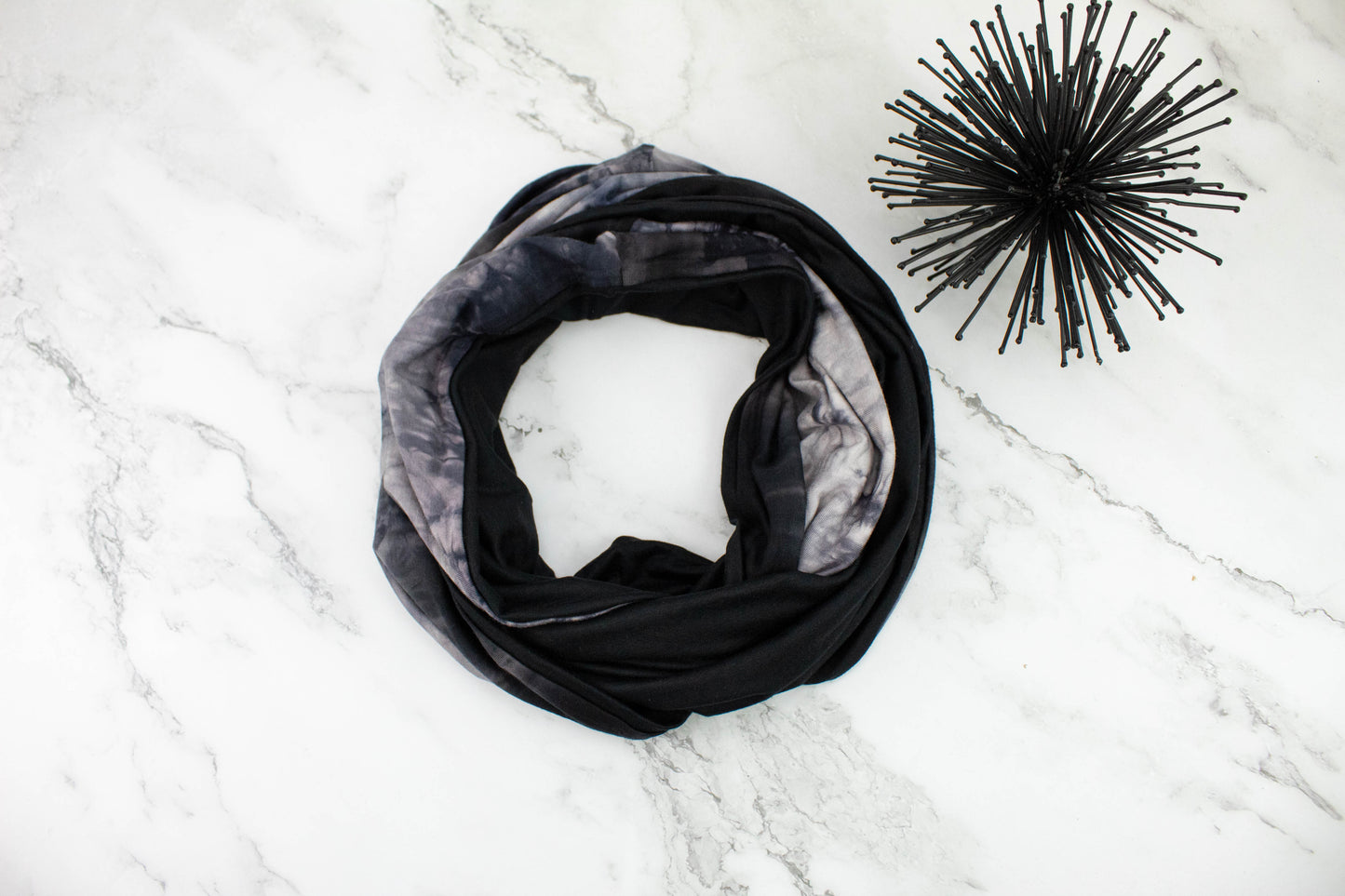 Black and Eggplant Tie Dye Knit Infinity Scarf