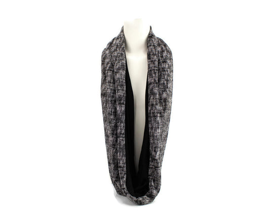 Black and Off White Open Weave Infinity Scarf