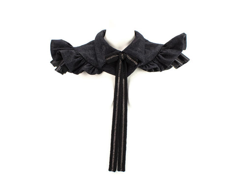 Black Metallic Damask Chain Bowtie Neck Collar