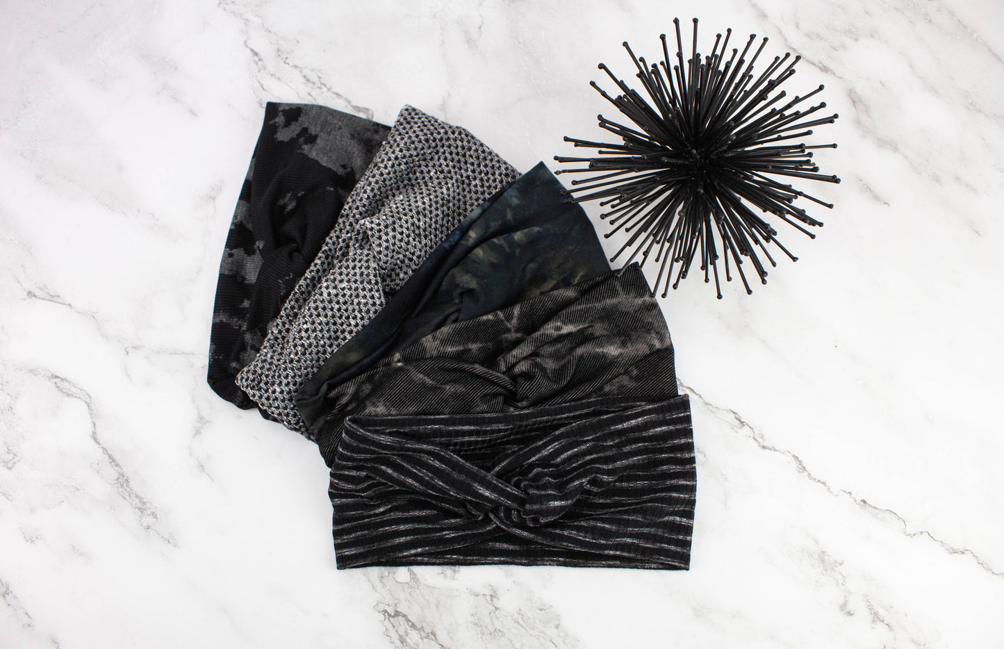 Black and Gray Stripe Rib Knit Headband