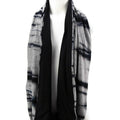 Gray and Navy Blue Tie Dye Reversible Infinity Scarf - Sumie Tachibana