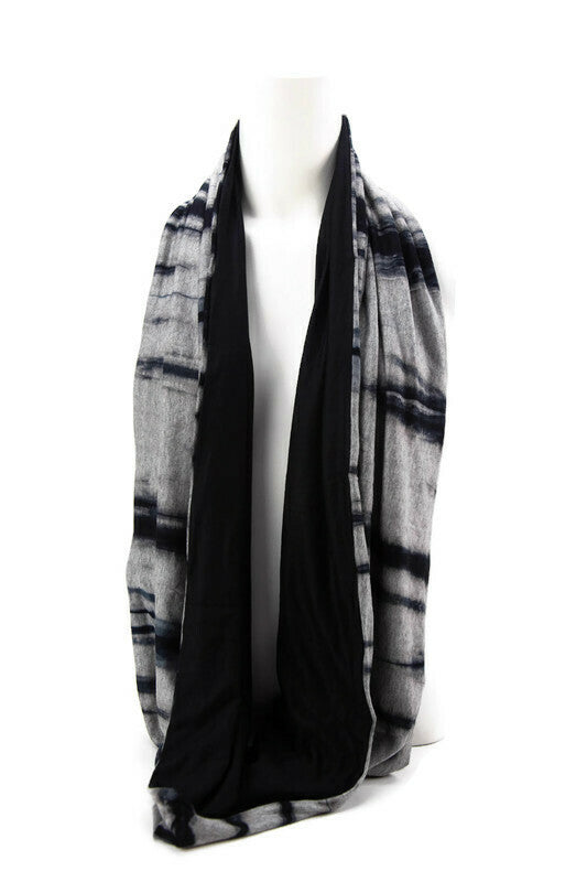 Gray and Navy Blue Tie Dye Reversible Infinity Scarf - Sumie Tachibana
