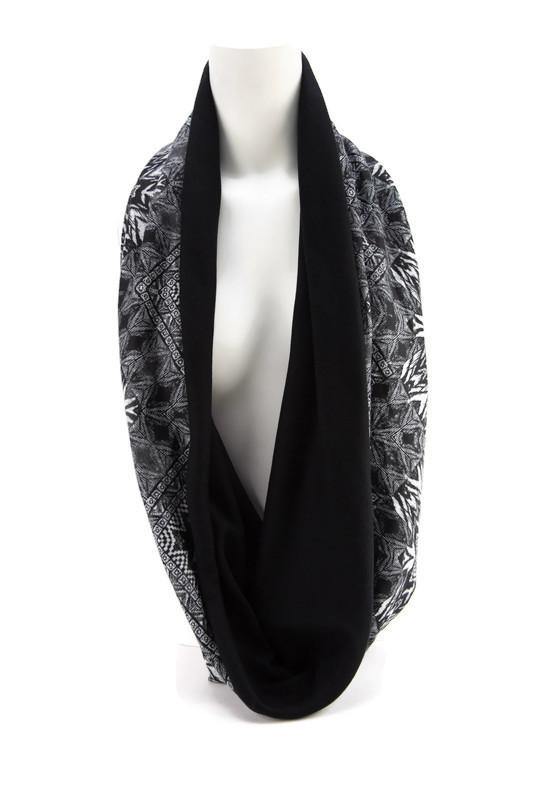 Black and Gray Tribal Reversible Infinity Scarf - Sumie Tachibana