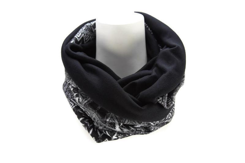 Black and Gray Tribal Reversible Infinity Scarf - Sumie Tachibana
