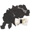Cream and Black Leather Mini Bow Tie Clip Hair Bow Clip - Sumie Tachibana