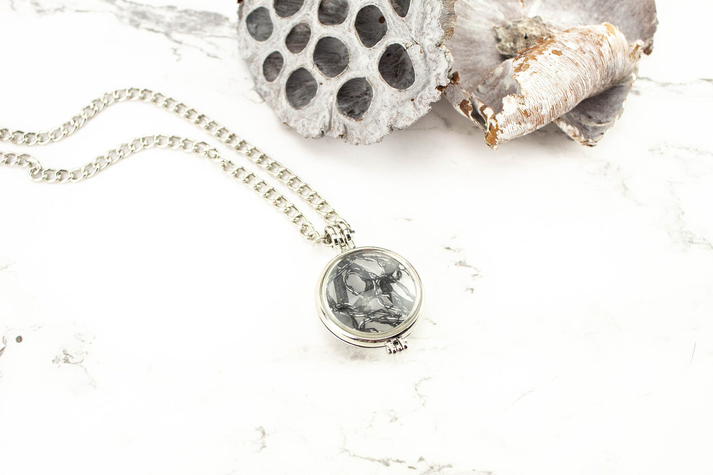 Silver Locket with Metallic Lace