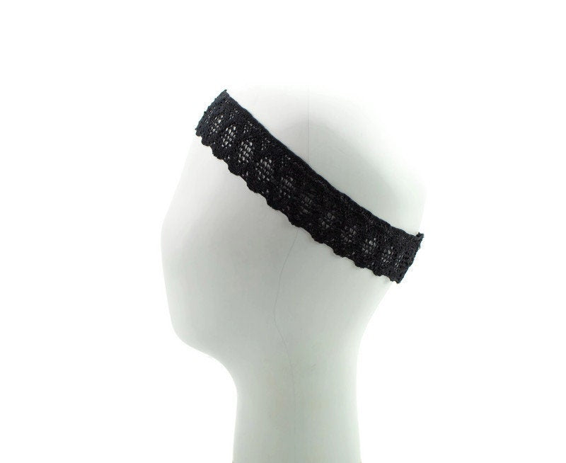 Black Stretch Lace Headband