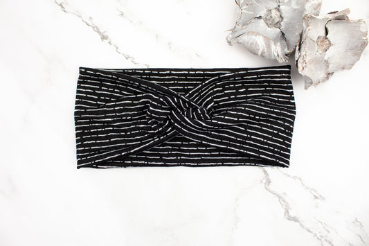 Black and White Stripe Knit Headband