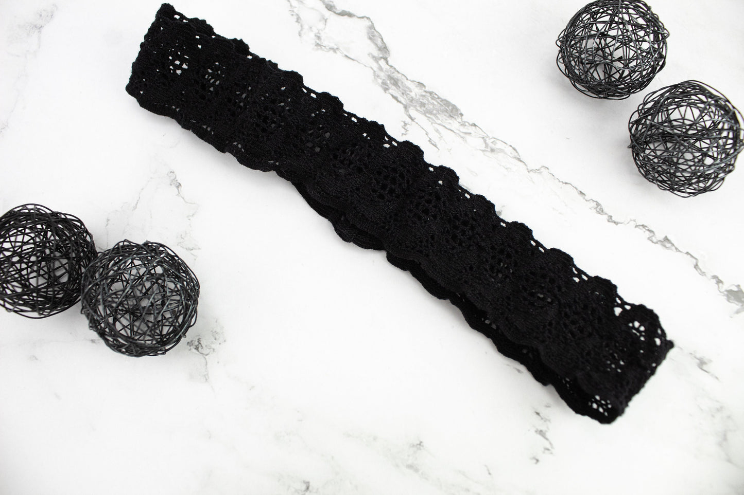 Black Stretch Lace Headband