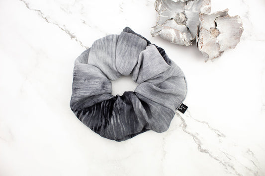 Gray and Black Tie Dye Extra Large Hair Scrunchie