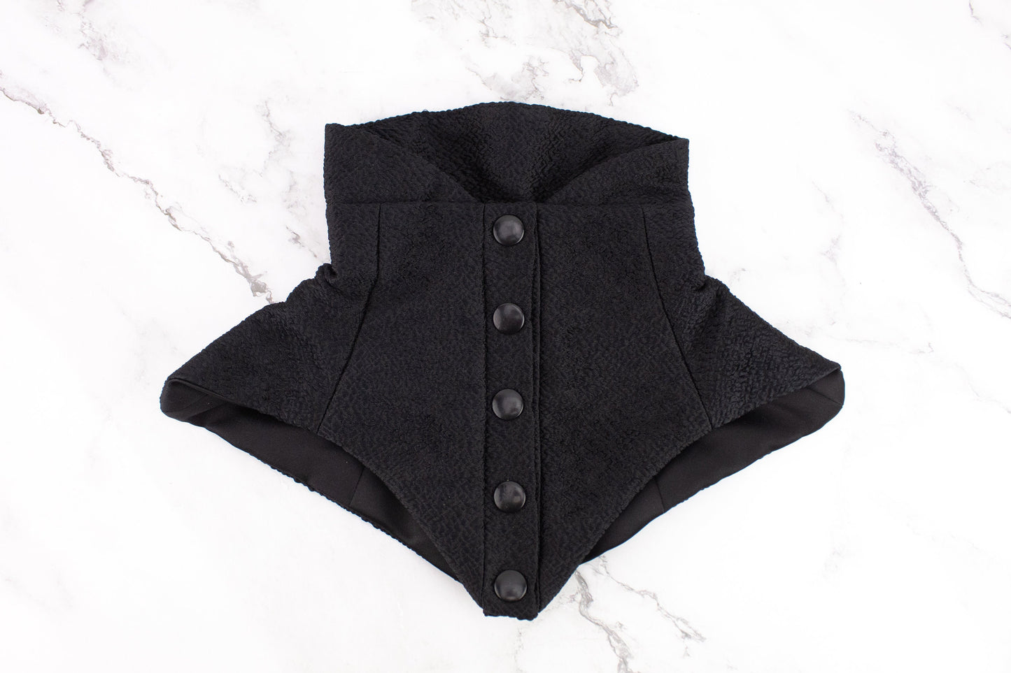 Black Textured Silk Neck Corset