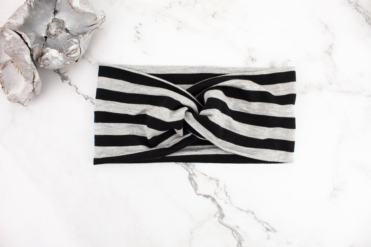 Black and Gray Stripe Knit Jersey Headband