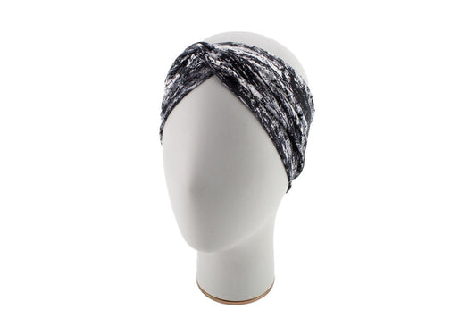 Black and Off White Abstract Knit Headband