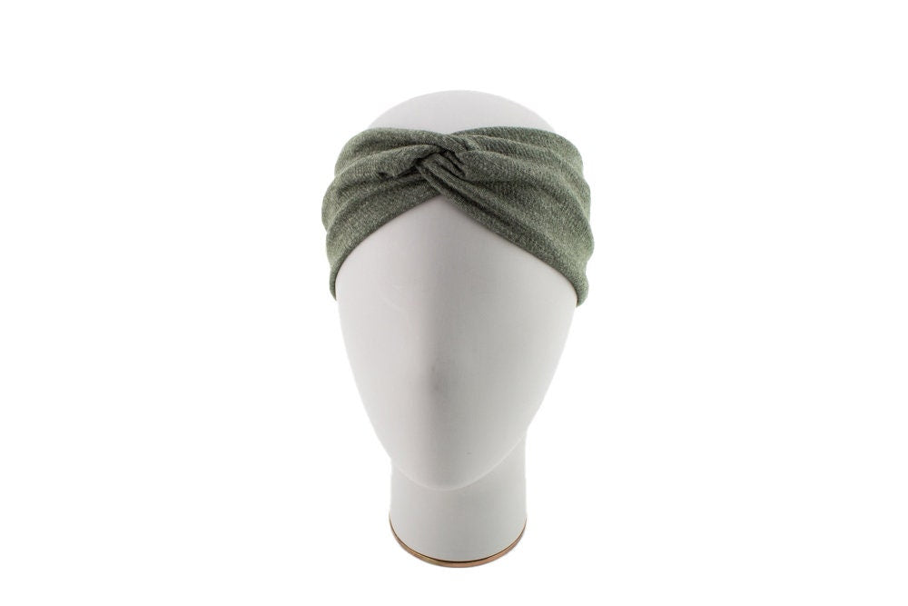 Olive Green Cloque Knit Headband