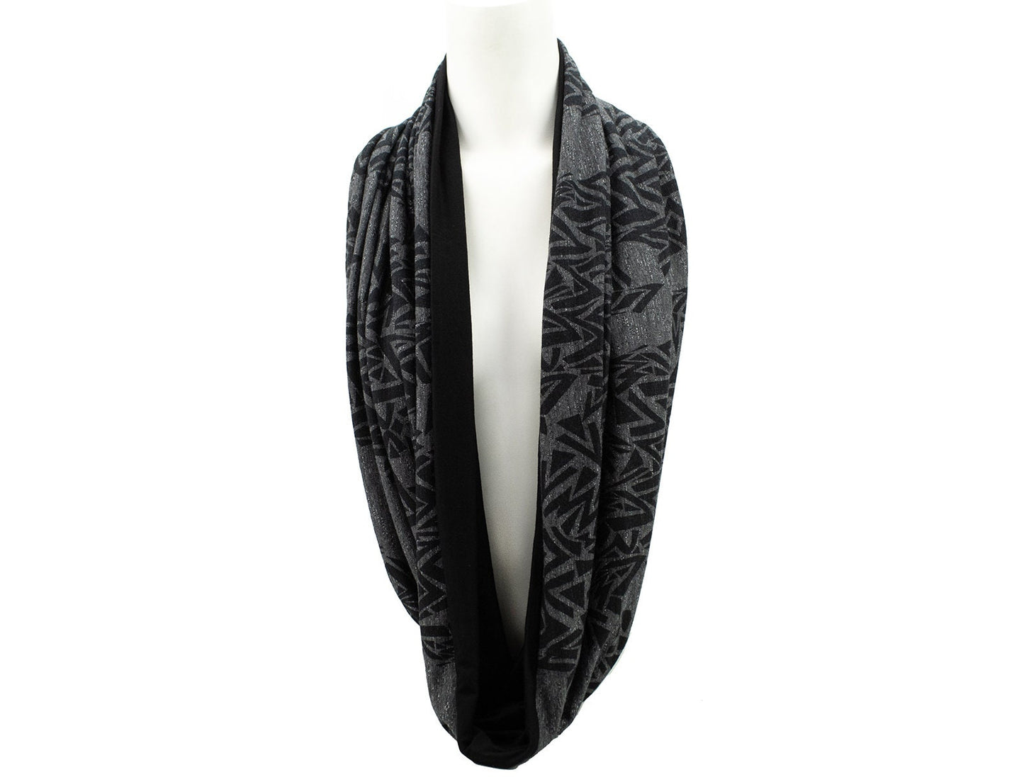 Gray and Black Tribal Knit Infinity Scarf