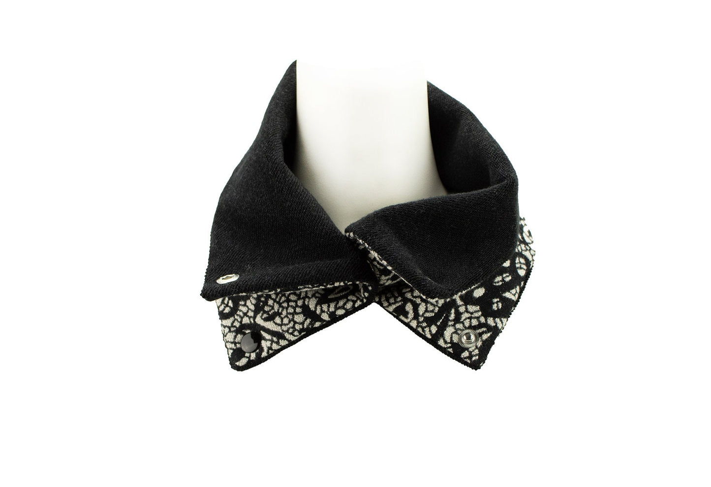 Cream and Black Floral Wool Scarflette Cowl