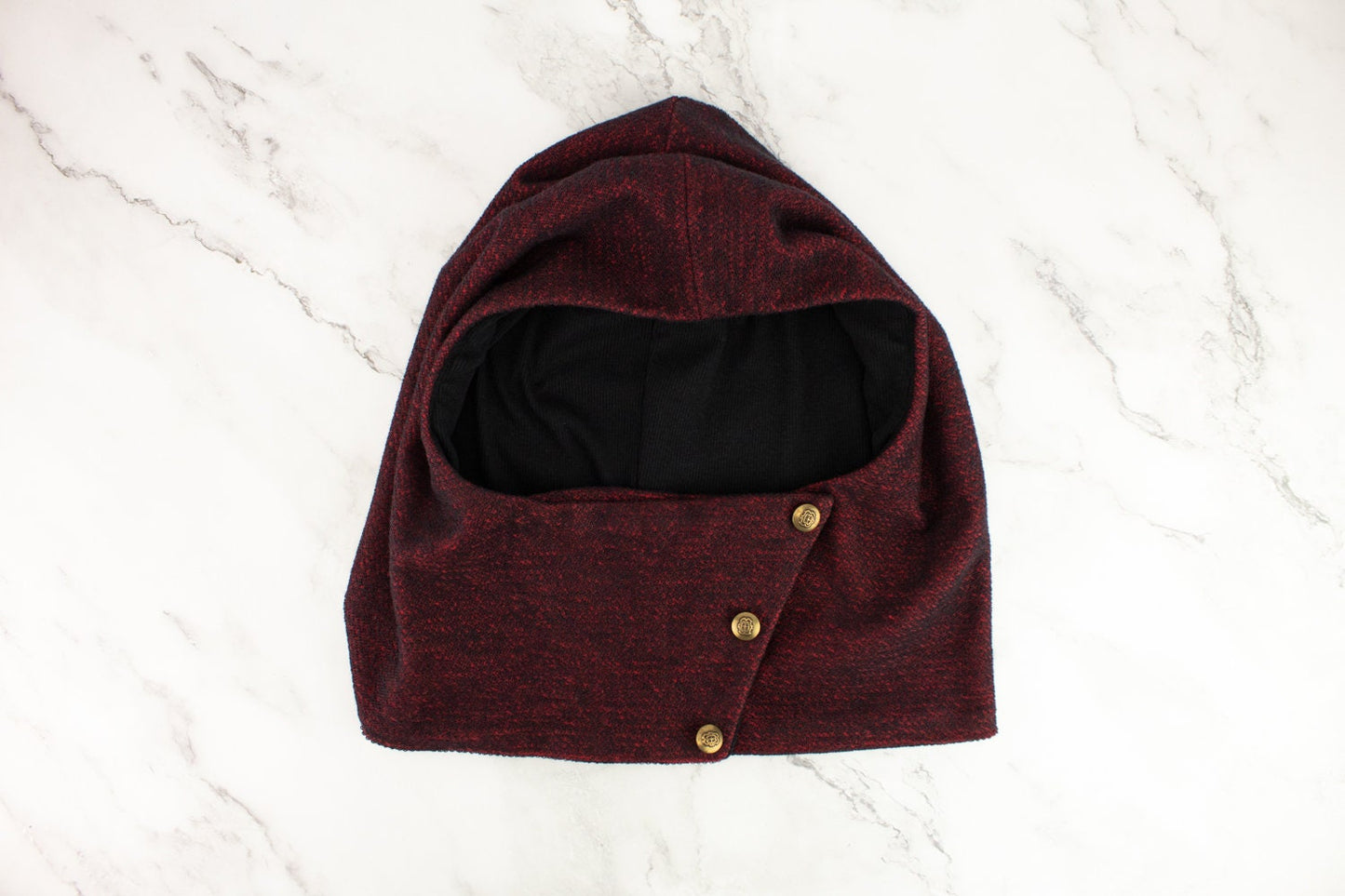 Red and Black Hooded Scarflette Cowl