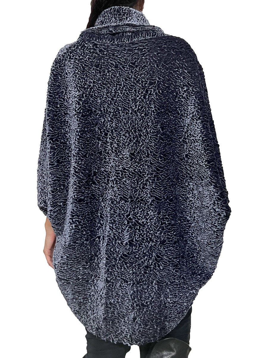 Lavender Velvet Cloque Oversized Cocoon Open Sweater Jacket